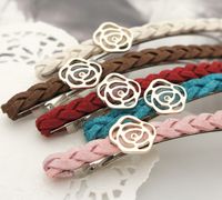 Fashion Rose Hand-woven Leather Hairpin Female Infrared Simple Alloy Clip main image 1