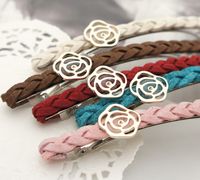 Fashion Rose Hand-woven Leather Hairpin Female Infrared Simple Alloy Clip main image 2
