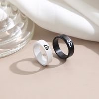 New Creative Simple Cute Contrasting Color Black White Heart Couple Alloy Rings 2-piece Set main image 4