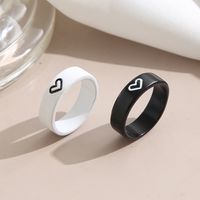 New Creative Simple Cute Contrasting Color Black White Heart Couple Alloy Rings 2-piece Set main image 5