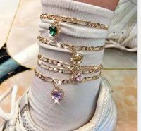 Simple Fashion Anklet 5-piece Set Diamond Heart-shaped Alloy Anklet main image 1