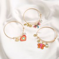 New Simple Women's Jewelry Set Drip Oil Butterfly Heart Dragonfly Alloy Bracelet main image 2