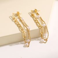 Neue Koreanische Ohrringe Frauen Lange Quaste Goldperlen Geometrische Ohrringe main image 2
