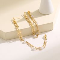 New Korean Earrings Women's Long Tassel Gold Beads Geometric Earrings main image 4