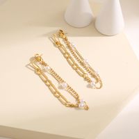 New Korean Earrings Women's Long Tassel Gold Beads Geometric Earrings main image 5