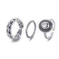 New Creative Simple Jewelry Geometric Twist Oval Open Alloy Ring 3-piece Set main image 1