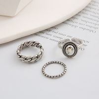 New Creative Simple Jewelry Geometric Twist Oval Open Alloy Ring 3-piece Set main image 3