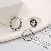 New Creative Simple Jewelry Geometric Twist Oval Open Alloy Ring 3-piece Set main image 4