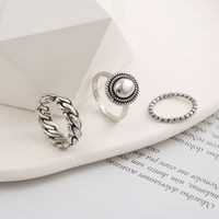 New Creative Simple Jewelry Geometric Twist Oval Open Alloy Ring 3-piece Set main image 5