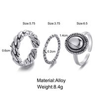 New Creative Simple Jewelry Geometric Twist Oval Open Alloy Ring 3-piece Set main image 6