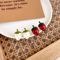 Cute Strawberry Enamel Oil Drop Strawberry Alloy Stud Earrings Wholesale main image 1