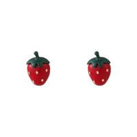 Cute Strawberry Enamel Oil Drop Strawberry Alloy Stud Earrings Wholesale main image 6