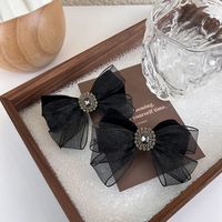 Spring And Summer New Mesh Bow Hairpin Simple Back Head Rhinestone Spring Clip main image 5