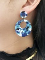 New Round Acrylic Fashion Multicolor Round Alloy Earrings Jewelry Women main image 5