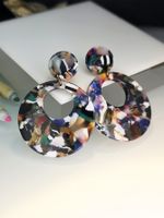 New Round Acrylic Fashion Multicolor Round Alloy Earrings Jewelry Women main image 7
