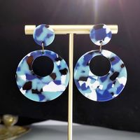 New Round Acrylic Fashion Multicolor Round Alloy Earrings Jewelry Women sku image 1