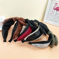 New Double-layer Bow Headband Simple Retro Pu Leather Hairpin main image 3