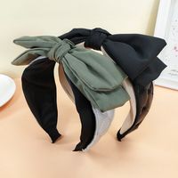 New Double-layer Bow Headband Simple Retro Pu Leather Hairpin main image 4