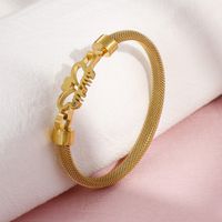 New Titanium Steel Heart-shaped Mesh Creative Ladies Letter Hollow Bracelet main image 5