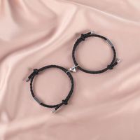 Fashion Pu Rope Heart-shaped Magnet Couple Titanium Steel Bracelets main image 1