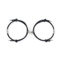 Fashion Pu Rope Heart-shaped Magnet Couple Titanium Steel Bracelets main image 6