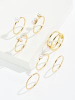 Simple Fashion Retro Imitation Pearl Women's Multi-piece Alloy Ring Combination Set main image 4