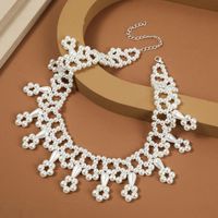 Simple Hollow Chain Collarbone Full Pearl Trend Shawl Beaded Necklace Jewelry main image 3