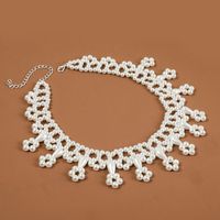 Simple Hollow Chain Collarbone Full Pearl Trend Shawl Beaded Necklace Jewelry main image 4