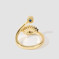 Copper Inlaid Zircon Open Eye Female Creative Real Gold Electroplating Ring Jewelry main image 5