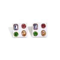Fashion Copper Inlaid Square Color Zircon Earrings Retro Stud Earrings main image 6