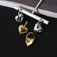 Solid Heart Earrings Female Glossy 18k Gold Titanium Steel Earrings main image 1