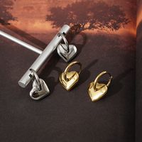 Solid Heart Earrings Female Glossy 18k Gold Titanium Steel Earrings main image 3