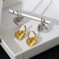 Solid Heart Earrings Female Glossy 18k Gold Titanium Steel Earrings main image 5