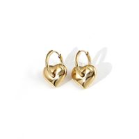 Solid Heart Earrings Female Glossy 18k Gold Titanium Steel Earrings main image 6