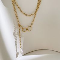 Fashion Tassel Special-shaped Inlaid Pearl Stainless Steel Necklace Wholesale main image 5