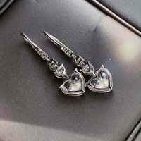Simple Heart-shaped Copper-plated Platinum Zircon Geometric Earrings main image 5