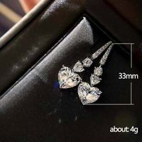 Simple Heart-shaped Copper-plated Platinum Zircon Geometric Earrings main image 6
