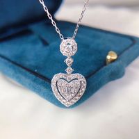 Simple Hollow Heart-shaped Inlaid Zircon Copper Clavicle Chain Wholesale main image 1