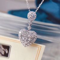 Simple Hollow Heart-shaped Inlaid Zircon Copper Clavicle Chain Wholesale main image 3