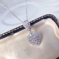 Simple Hollow Heart-shaped Inlaid Zircon Copper Clavicle Chain Wholesale main image 4