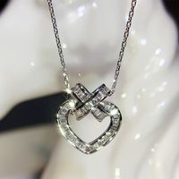 Vintage Hollow Heart Shaped Inlaid Zircon Geometric Copper Necklace Wholesale main image 2