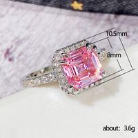 Hand Jewelry Classic Square Pink Diamond Princess Micro-encrusted Women's Copper Ring main image 6