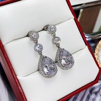 Nouveau Parti Nuptiale Boucles D'oreilles Cuivre Incrusté Aaa Zircon Boucles D'oreilles main image 5