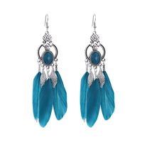 Retro Alloy Hollow Geometric Tassel Feather Exotic Leaves Earrings Wholesale main image 3