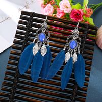 Retro Alloy Hollow Geometric Tassel Feather Exotic Leaves Earrings Wholesale main image 5