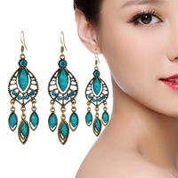 Exaggerated Ethnic Style Long Water Drop Diamond Earrings Female Wholesale main image 1