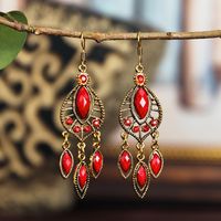 Exaggerated Ethnic Style Long Water Drop Diamond Earrings Female Wholesale main image 3