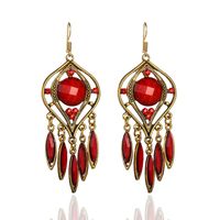 Creative Exaggerated Hollow Water Drop Tassel Ethnic Style Diamond Earrings main image 3