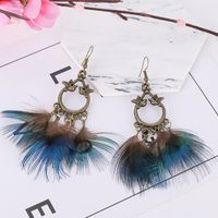 Pendientes De Borla De Pavo Real Con Plumas De Pájaro Alado Retro, Joyería De Moda main image 3