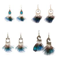 Retro Winged Bird Feather Peacock Tassel Earrings Fashion Jewelry main image 4